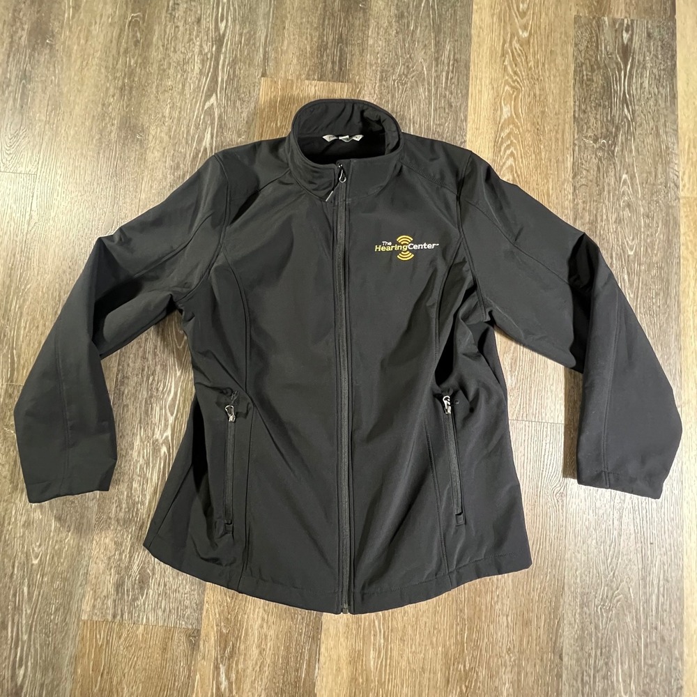 Port Authority Jacket Women XXL Black Soft Shell Full Zip Hearing Center Logo